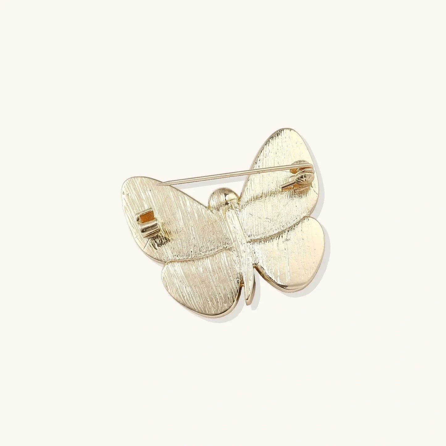 Close up of Rainbow Butterfly Brooch showing abalone shell and pearl details