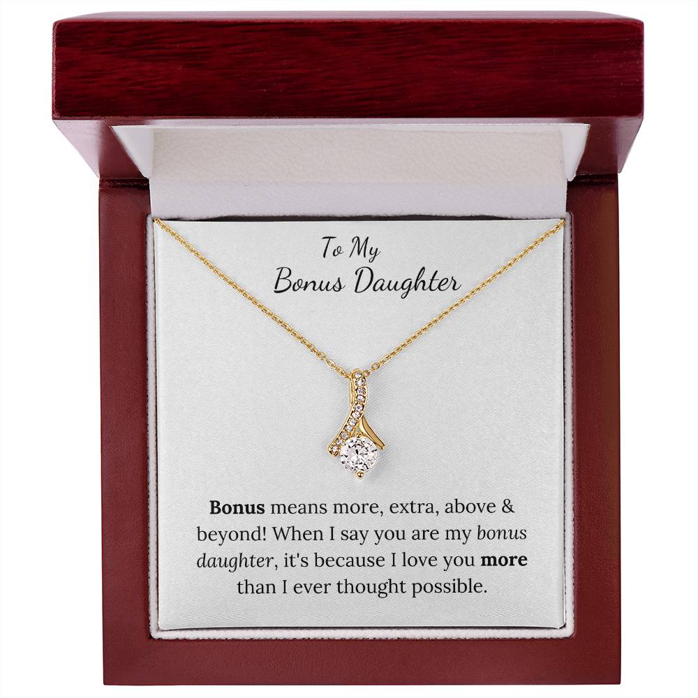 To My Bonus Daughter | I love you more | Necklace