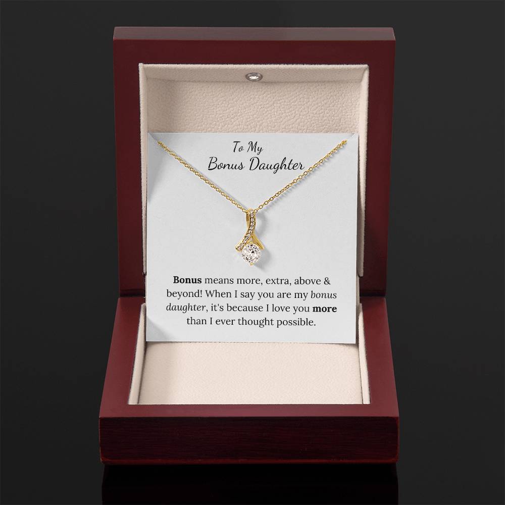 To My Bonus Daughter | I love you more | Necklace