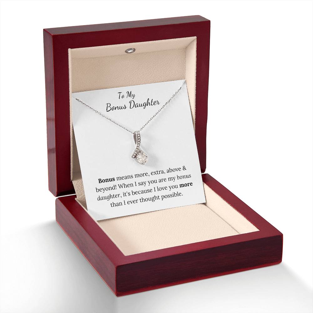 To My Bonus Daughter | I love you more | Necklace