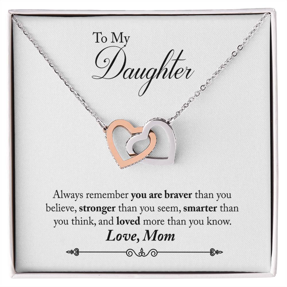 To My Daughter Interlocking Hearts Necklace