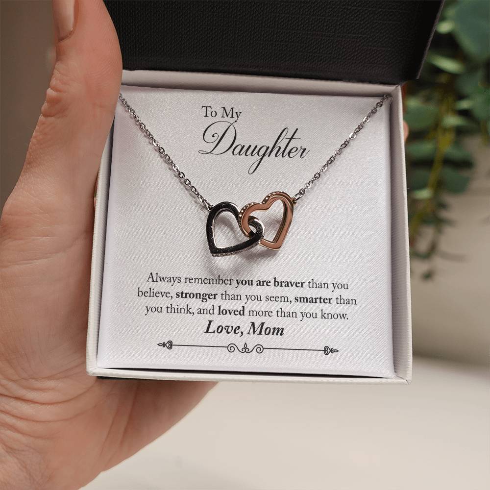 To My Daughter Interlocking Hearts Necklace