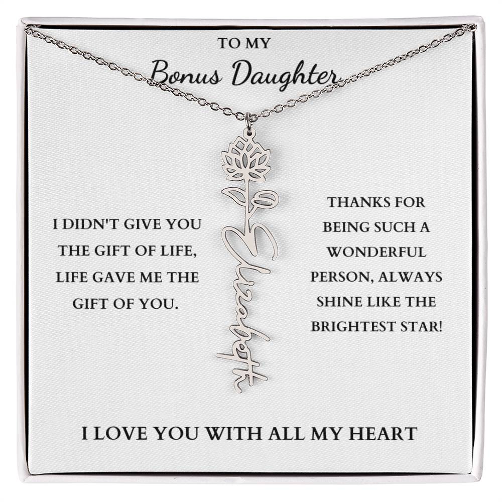 To My Bonus Daughter | Birth Flower Necklace