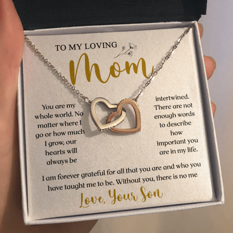 My Whole World, My Mom- Mother's Day Gift from Son to Mom/Mother's Day Gift from Daughter to Mom - 14K White Gold Finish / Standard Box