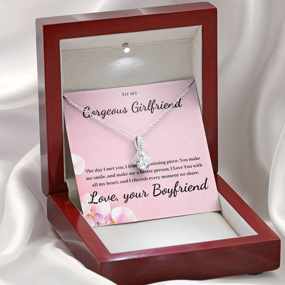 To My Gorgeous Girlfriend 14k White Gold Plated Luxury Necklace - Glitter By Kate Wild