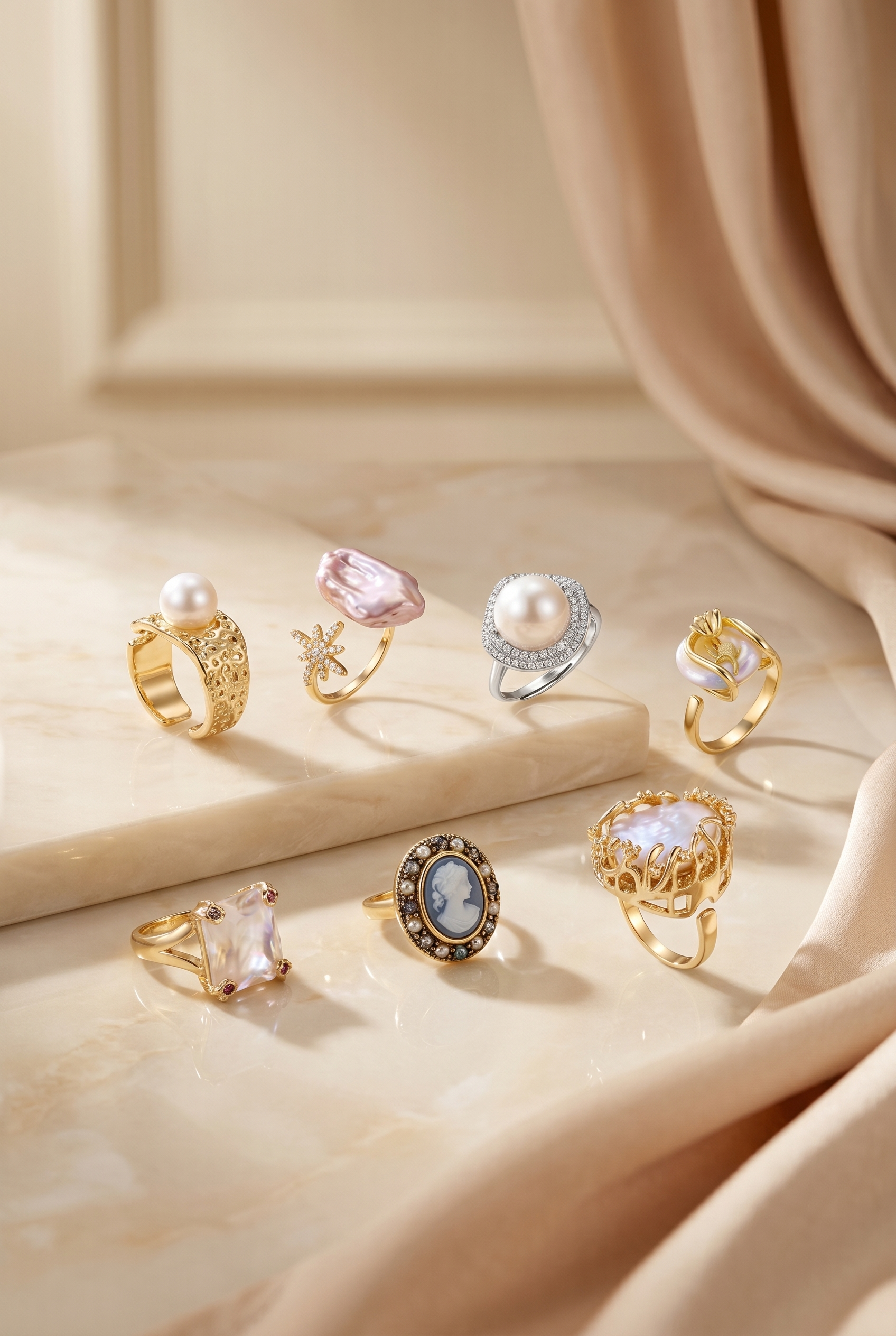 Pearl Rings – Freshwater Pearl Gold Plated & Handcrafted – Glitter By ...