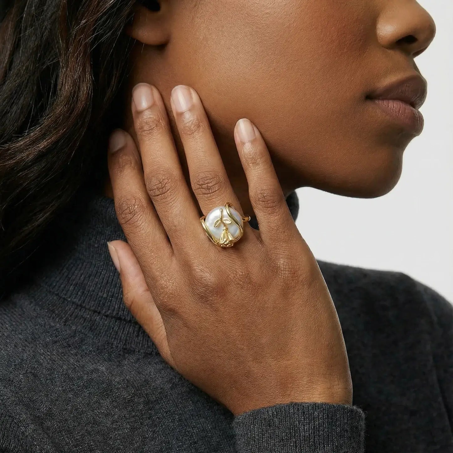 Sculptural Pearl Ring