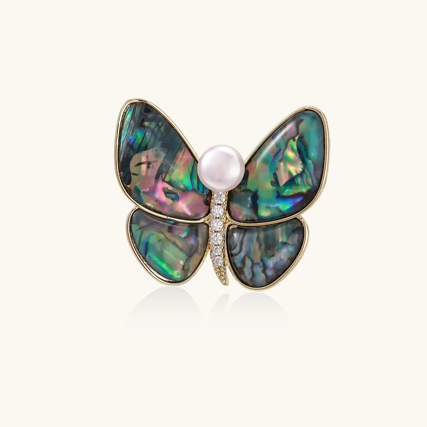 Rainbow Butterfly Brooch with freshwater pearls - handcrafted in USA
