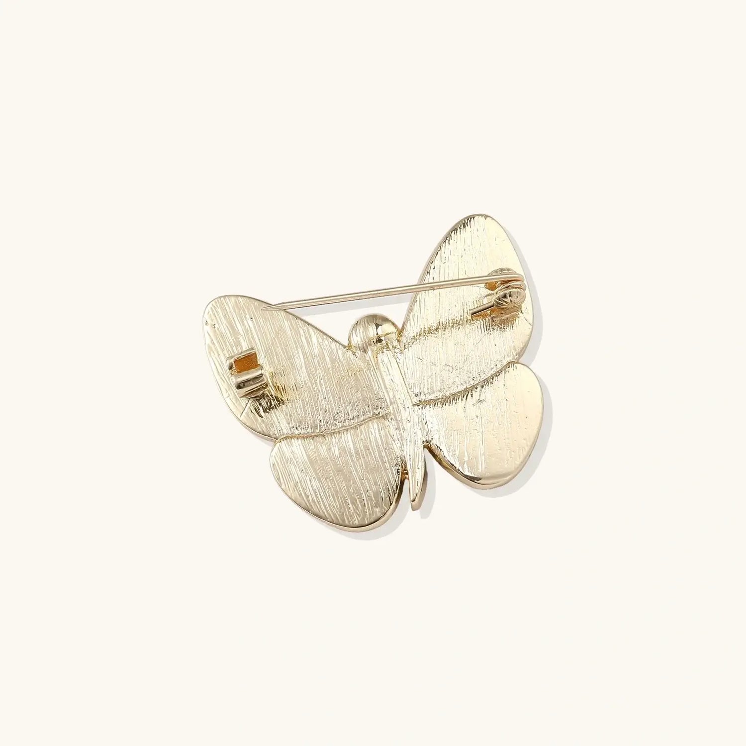 Close up of Rainbow Butterfly Brooch showing abalone shell and pearl details