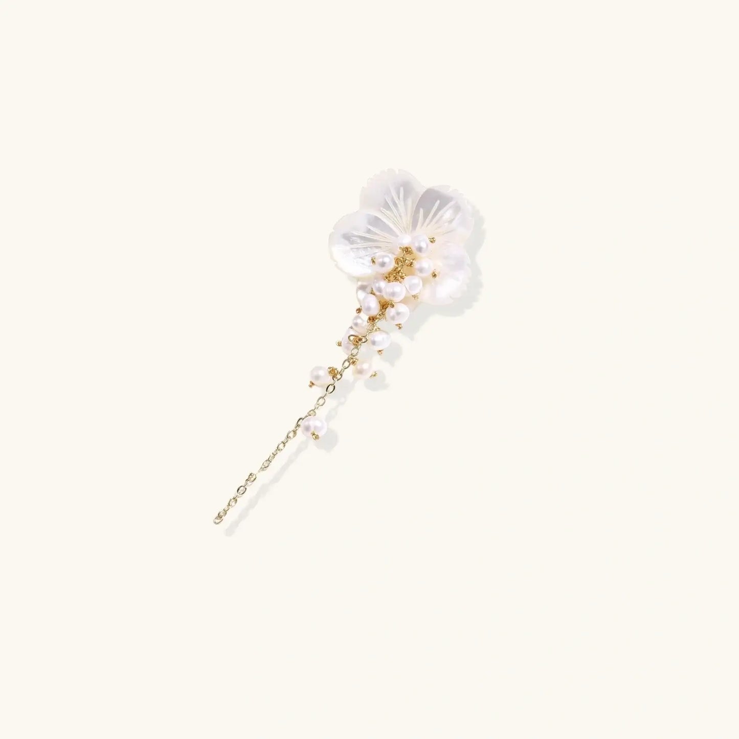 Floral pearl brooch pin with intricate petal design - handcrafted USA