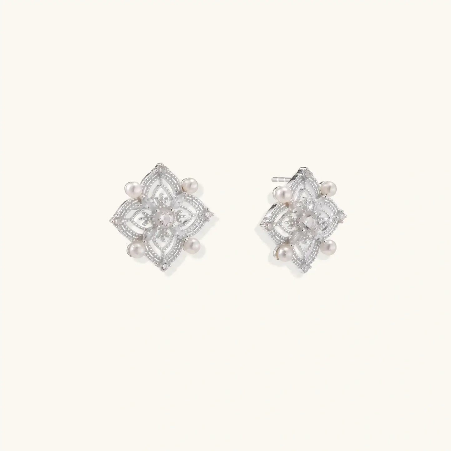 Celestial Pearl Cross Studs
