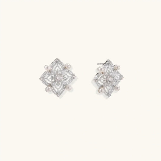 Celestial Pearl Cross Studs