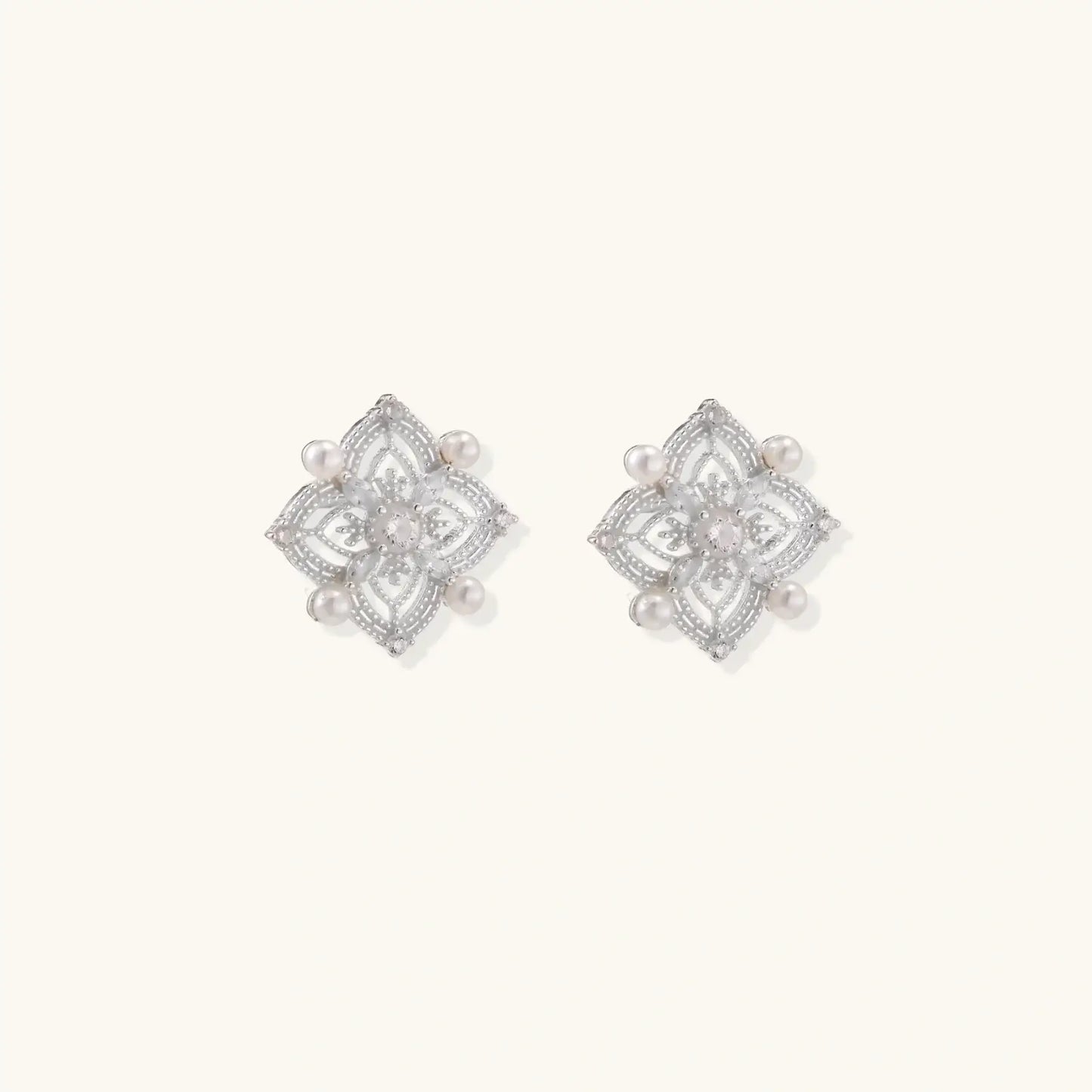 Celestial Pearl Cross Studs