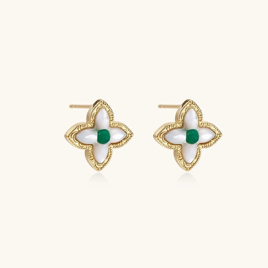 Lucky Clover Pearl Studs
