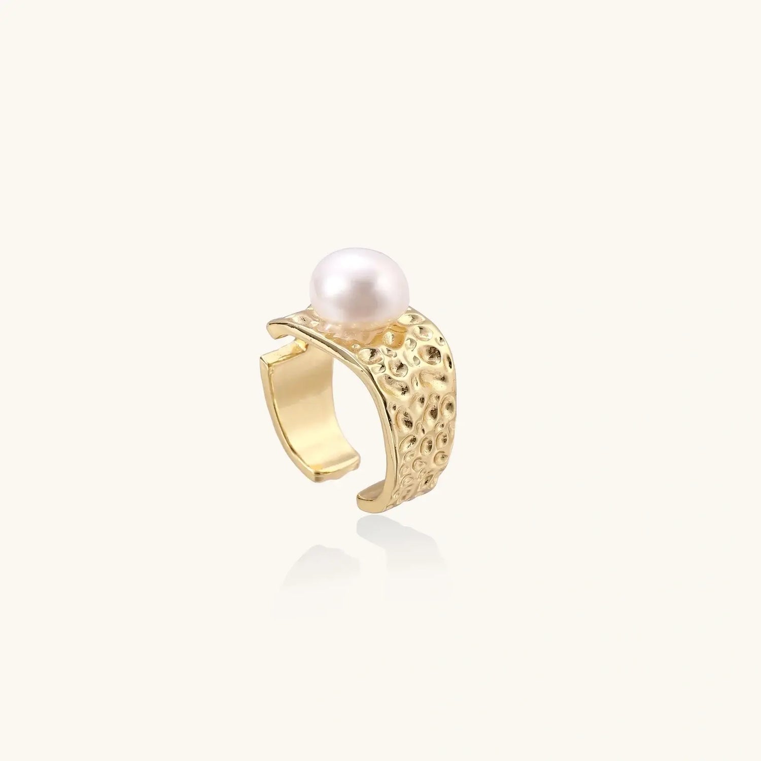Golden Tide Pearl Ring | Freshwater Gold Ring – Glitter By Kate Wild featuring organic gold textures and a luminous pearl.