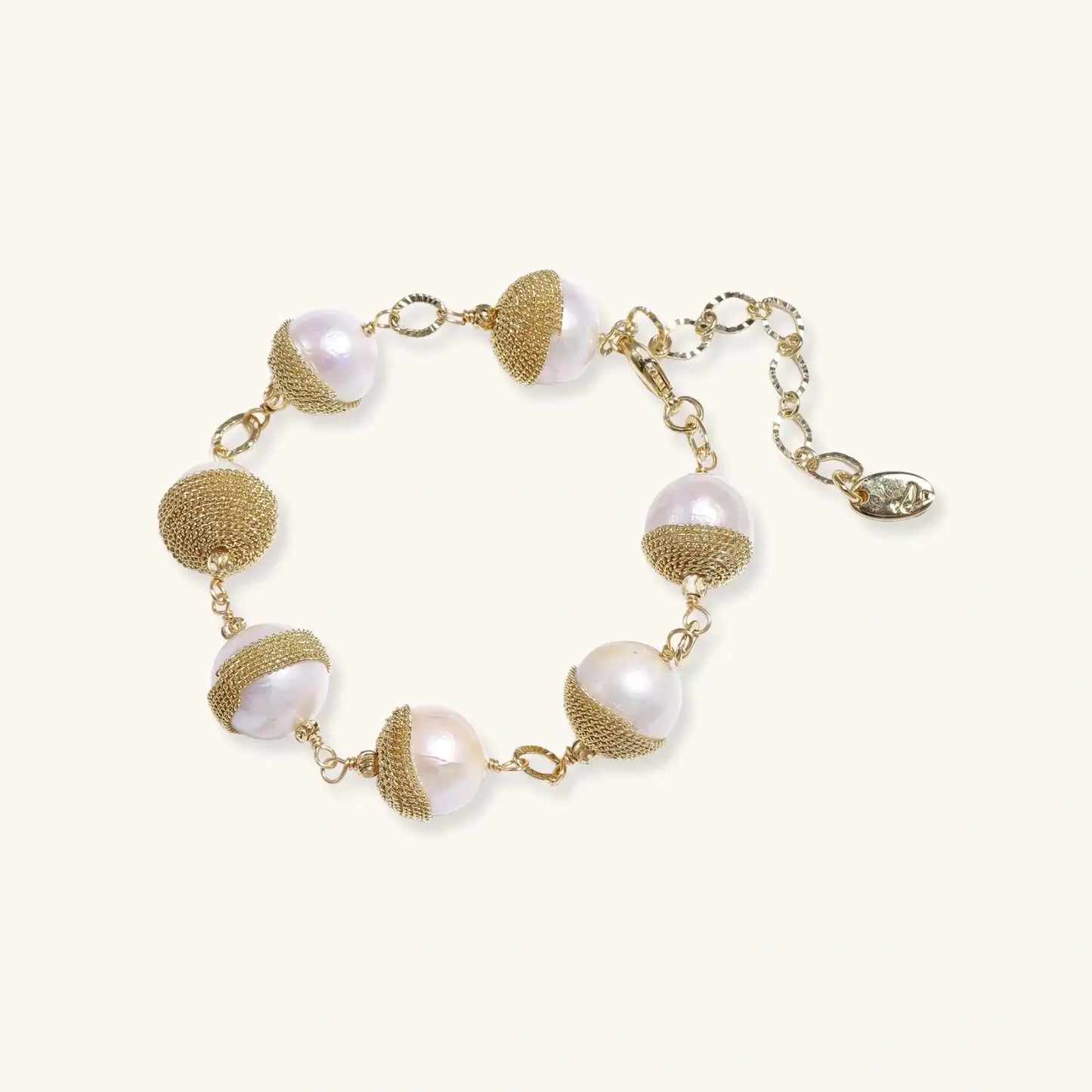 Golden Mesh Pearl Bracelet