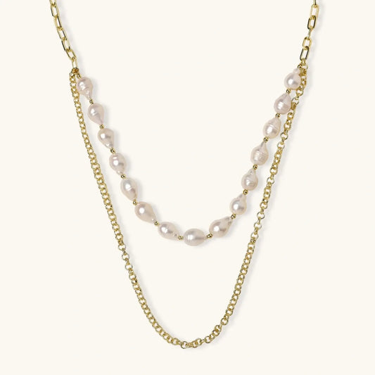 Golden Pearl Layers Necklace