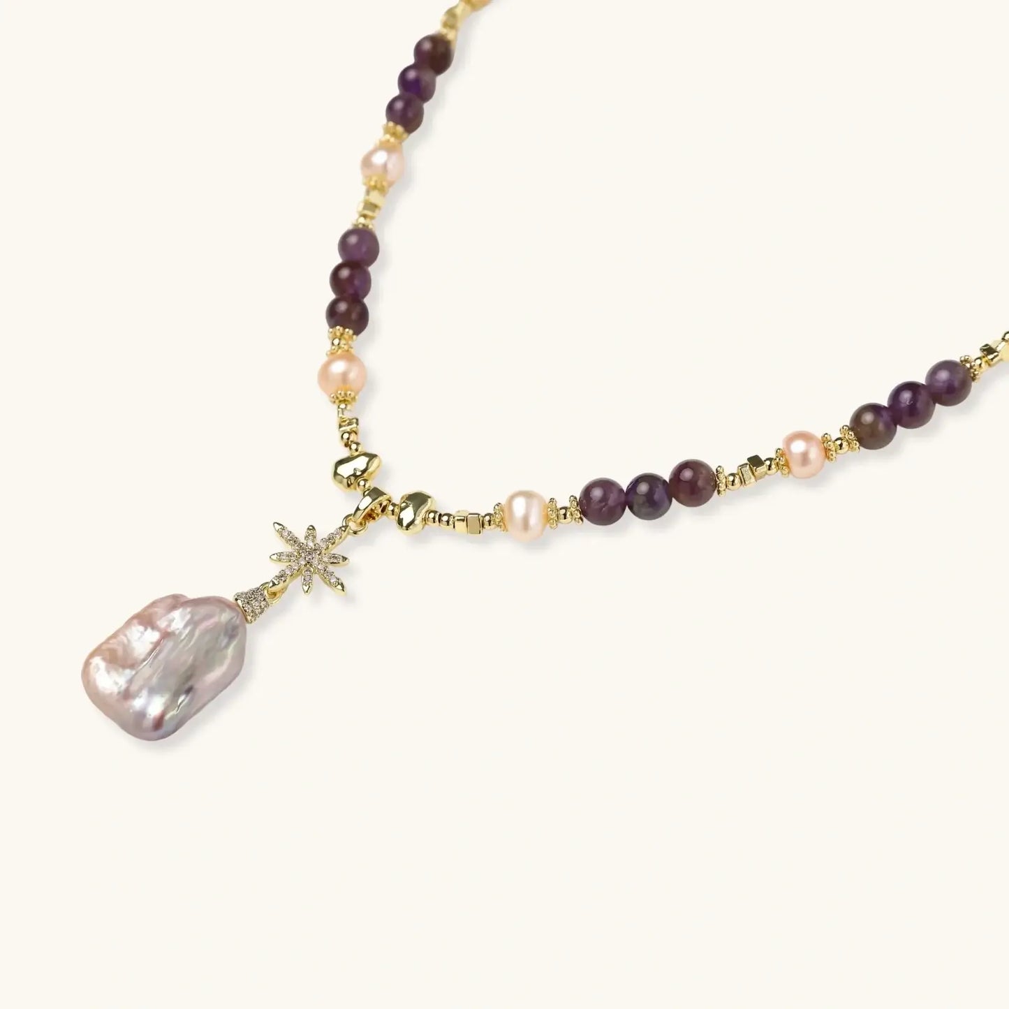 Celestial Amethyst Pearl Necklace