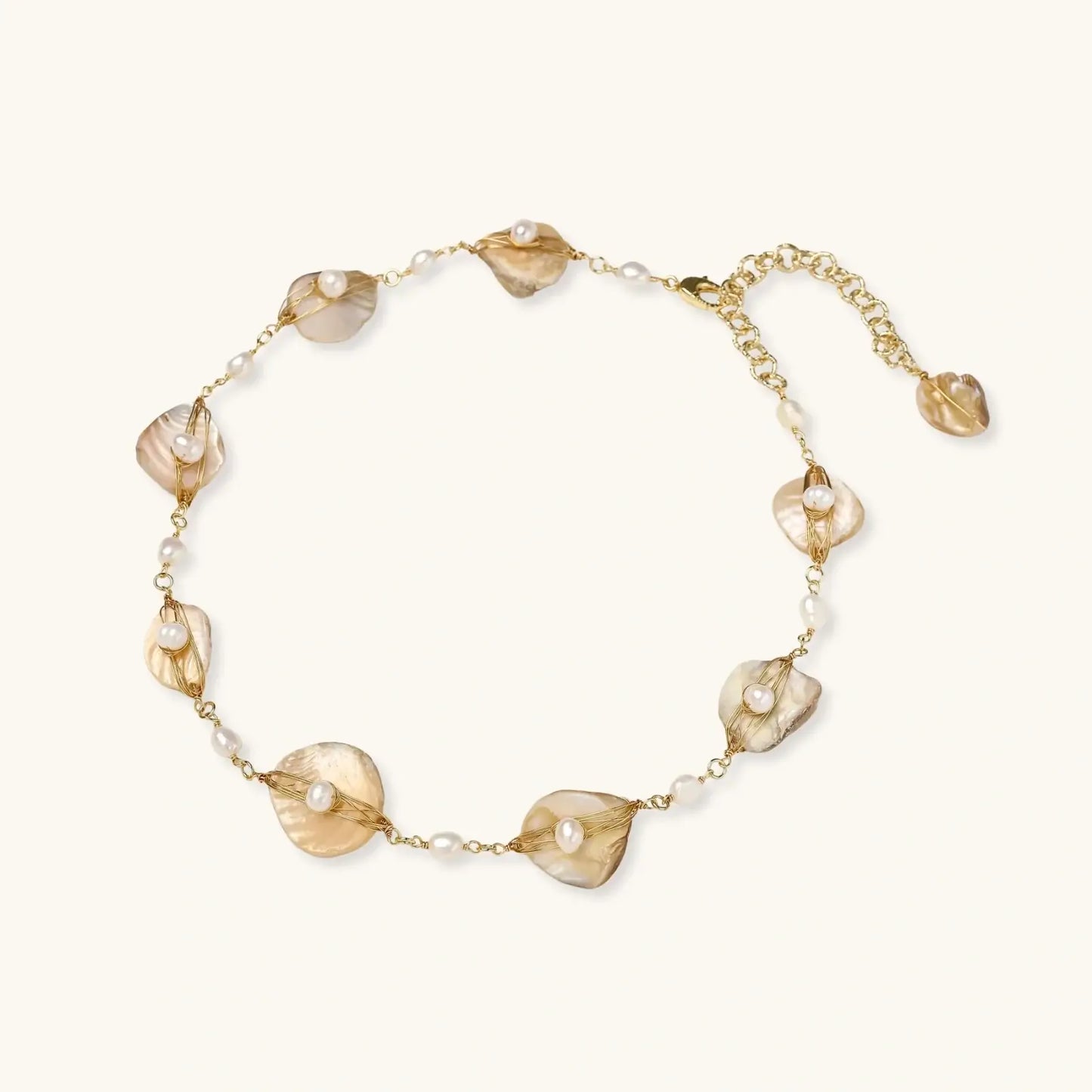 Golden Leaf Pearl Necklace