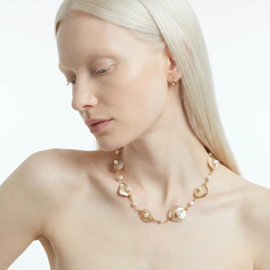 Golden Leaf Pearl Necklace