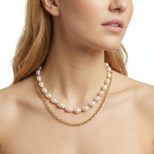 Golden Pearl Layers Necklace