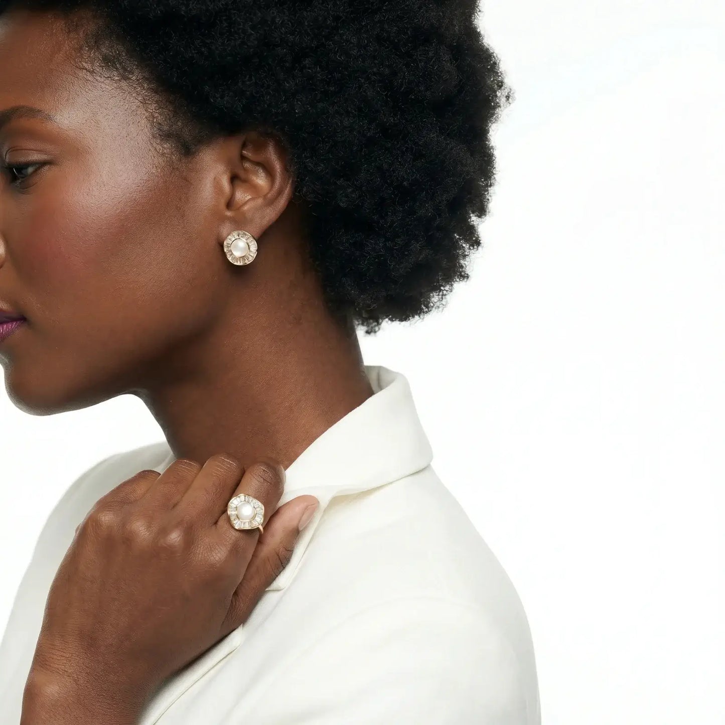 Sunburst Pearl Stud Earrings