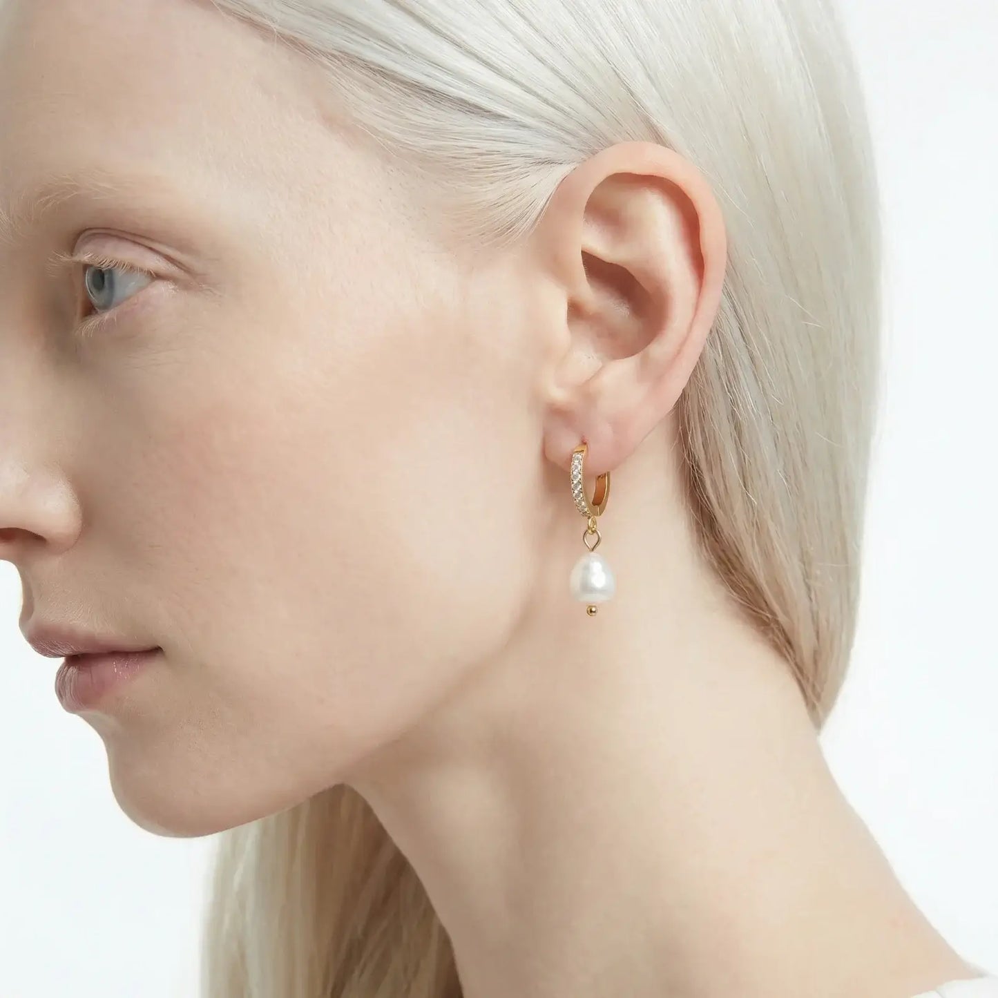 Pearl Drop Hoops