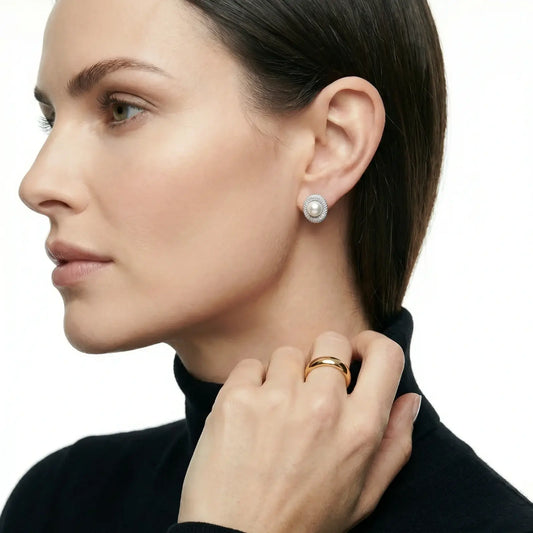Pearl Halo Stud Earrings