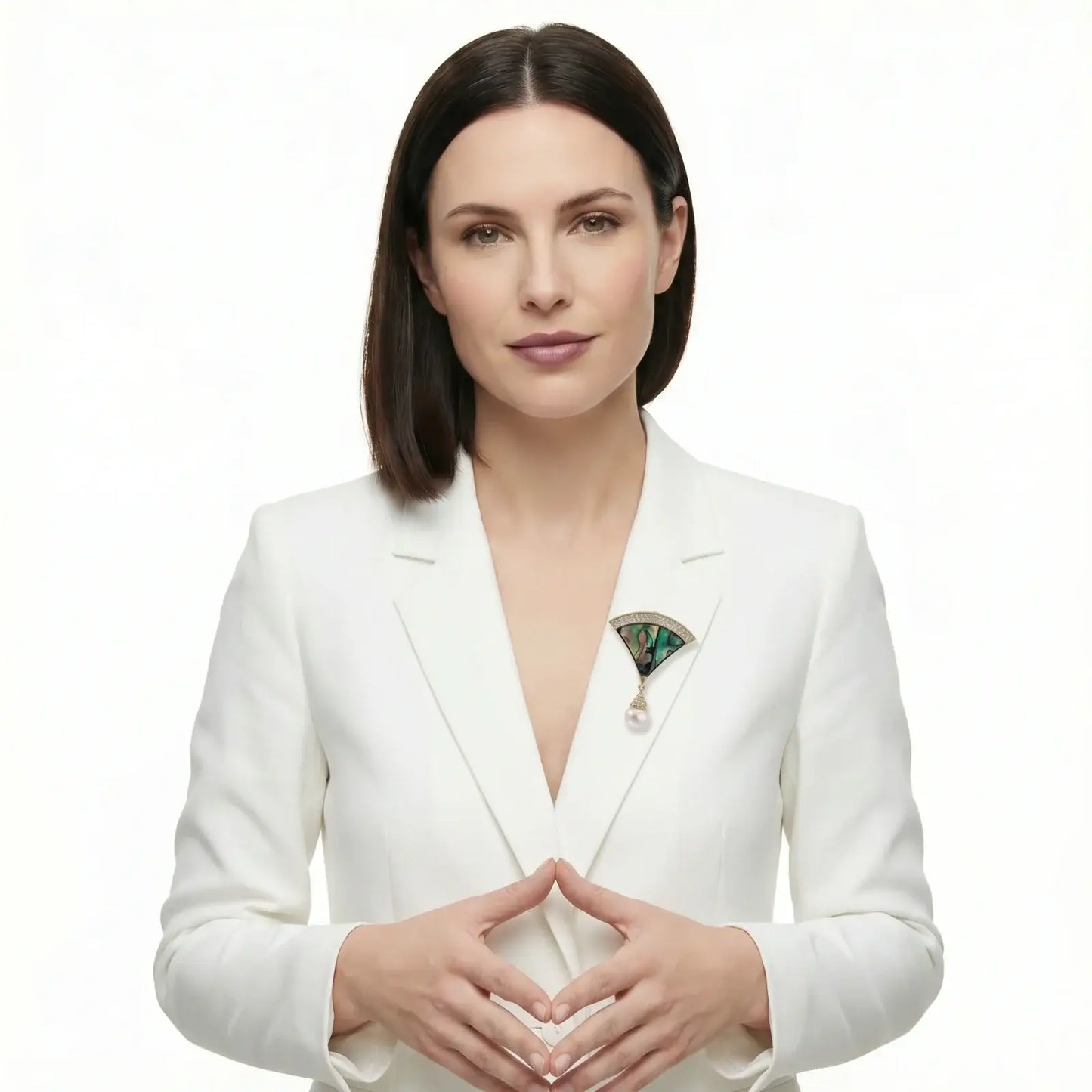 Iridescent Fan Pearl Brooch