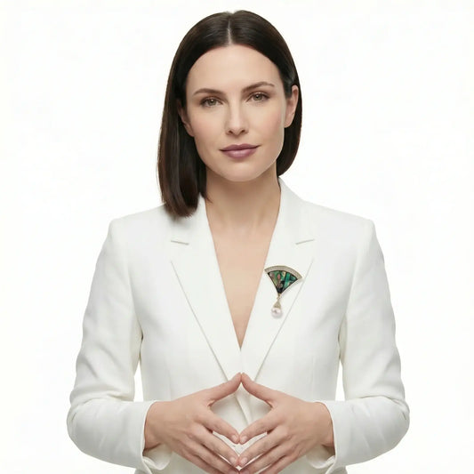 Iridescent Fan Pearl Brooch