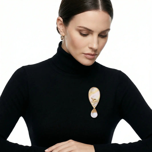 Shell Bird Baroque Pin