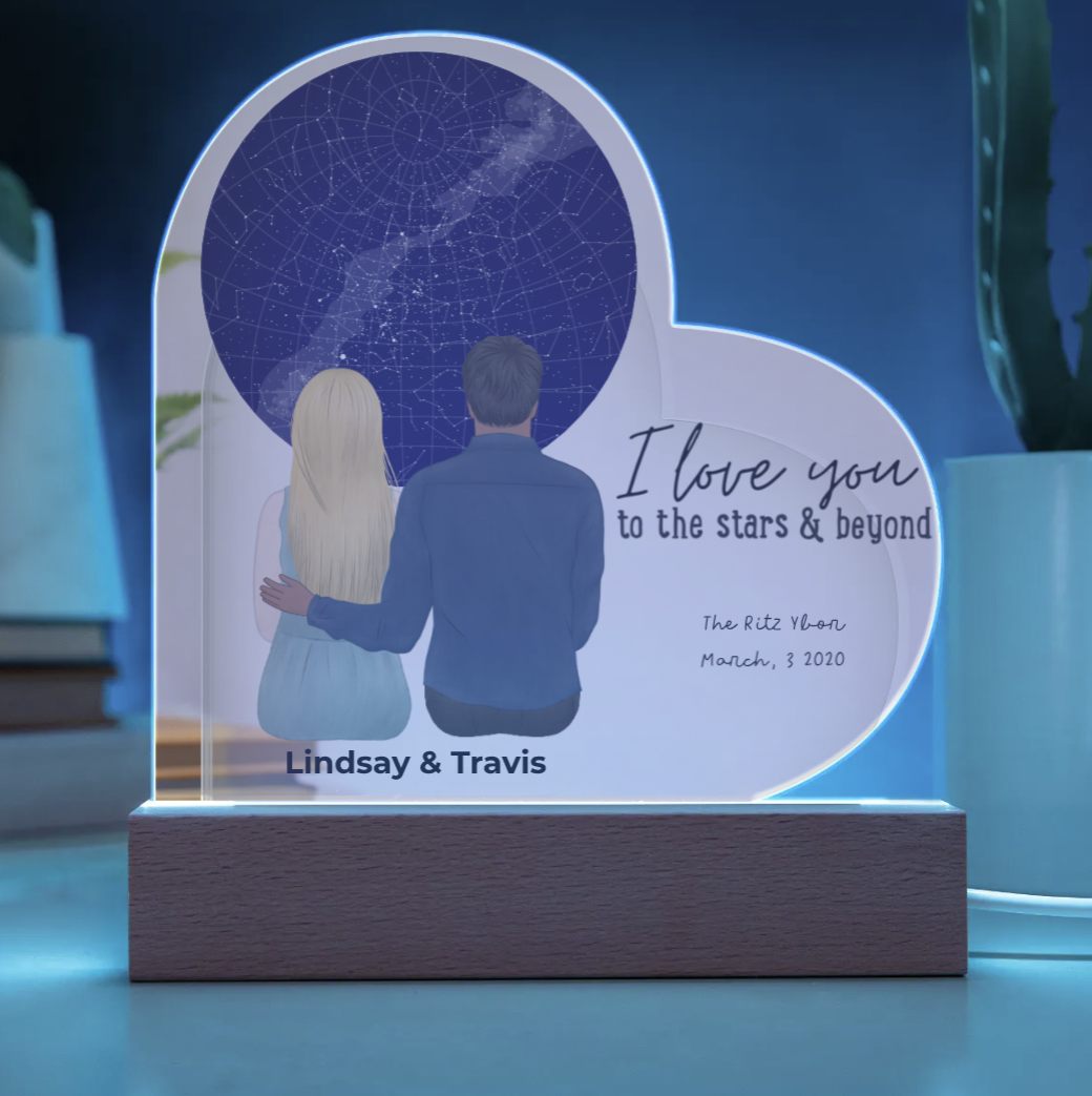 Personalized Star Map Acrylic Heart Plaque