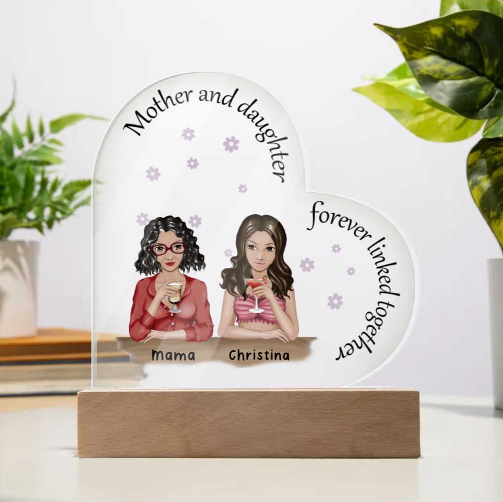 Mother & Daughters Forever Linked | Personalized Acrylic Heart