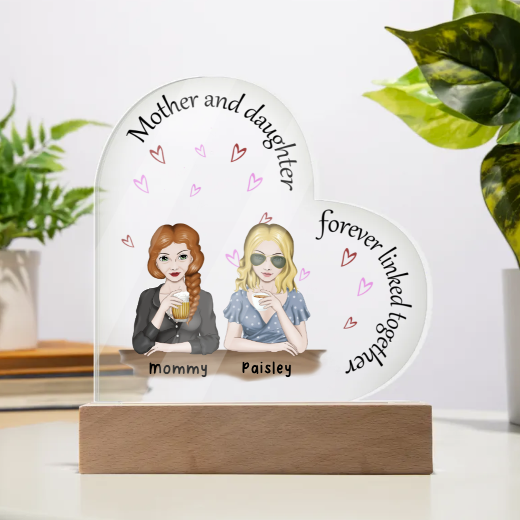 Mother & Daughters Forever Linked | Personalized Acrylic Heart