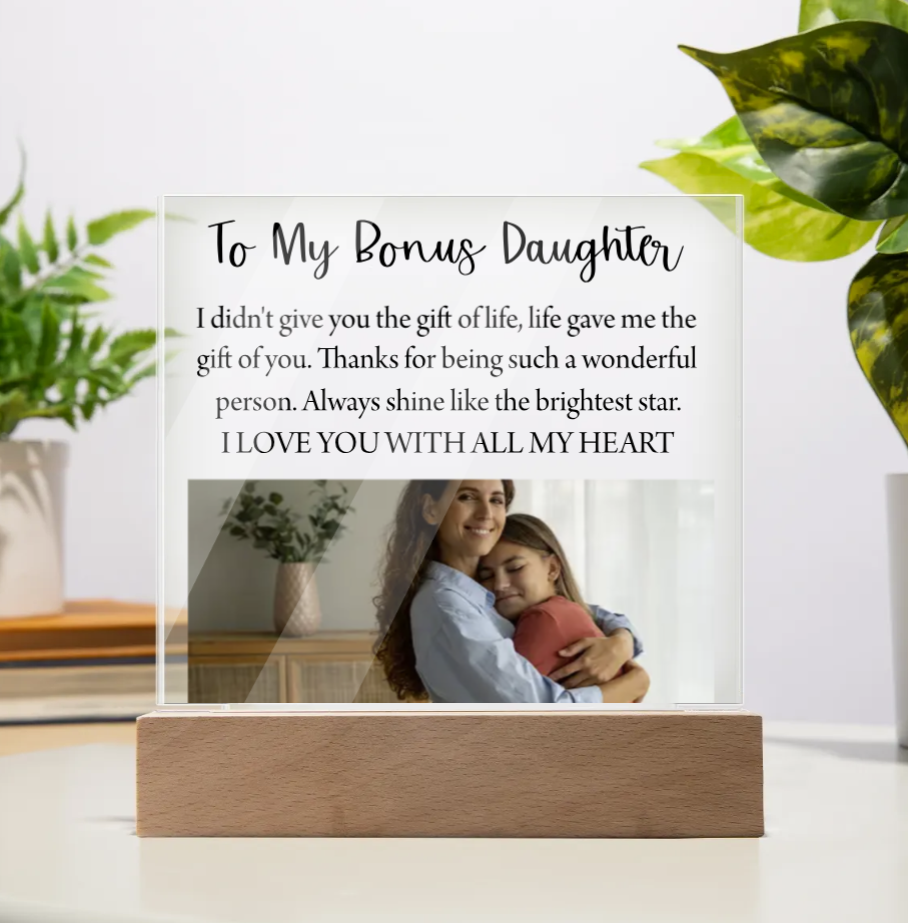 To My Bonus Daughter Plaque | Personalized Photo