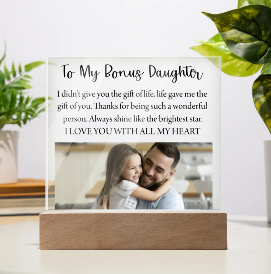 To My Bonus Daughter Plaque | Personalized Photo