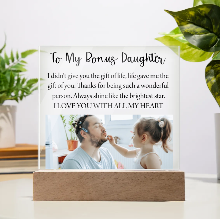 To My Bonus Daughter Plaque | Personalized Photo