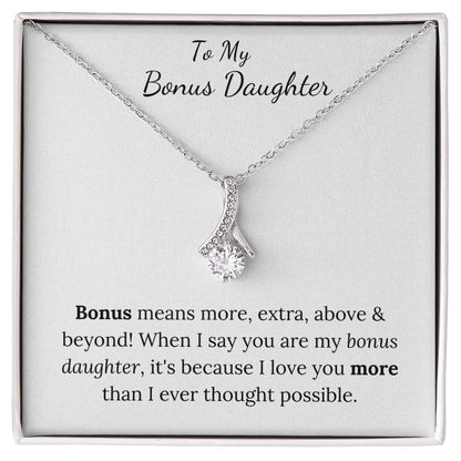 To My Bonus Daughter | I love you more | Necklace