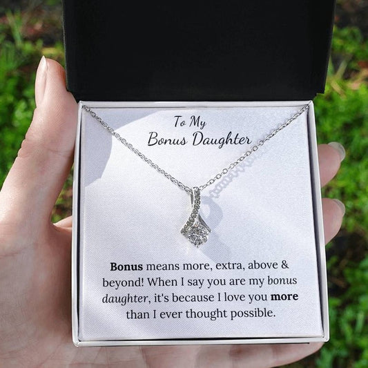 To My Bonus Daughter | I love you more | Necklace
