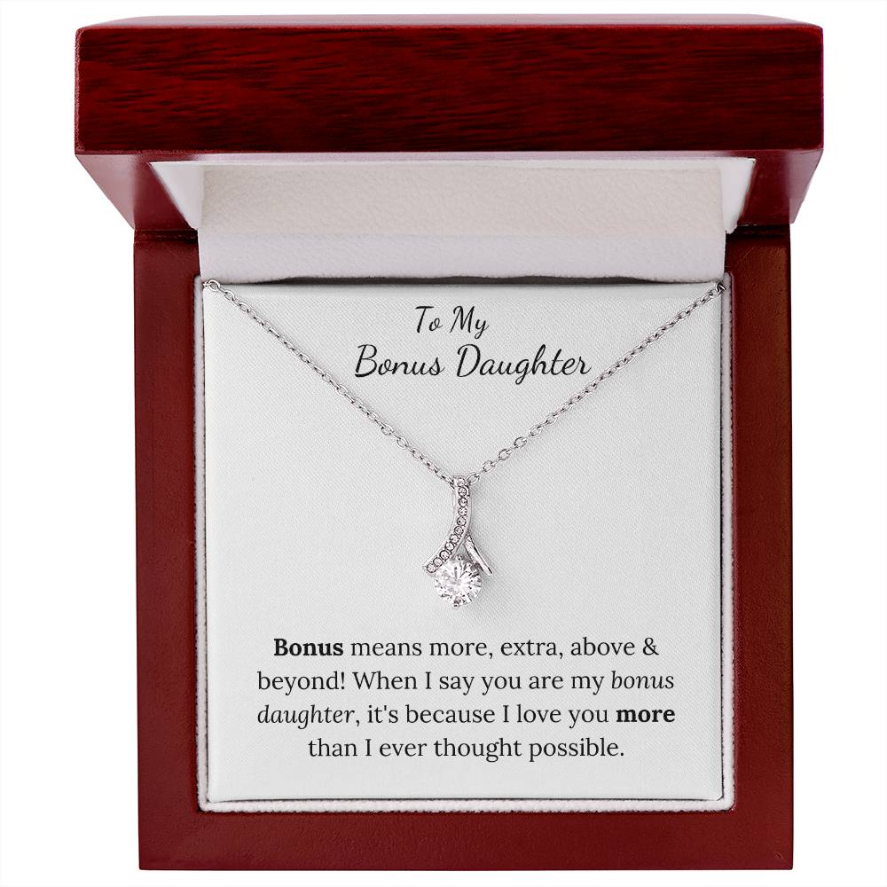 To My Bonus Daughter | I love you more | Necklace