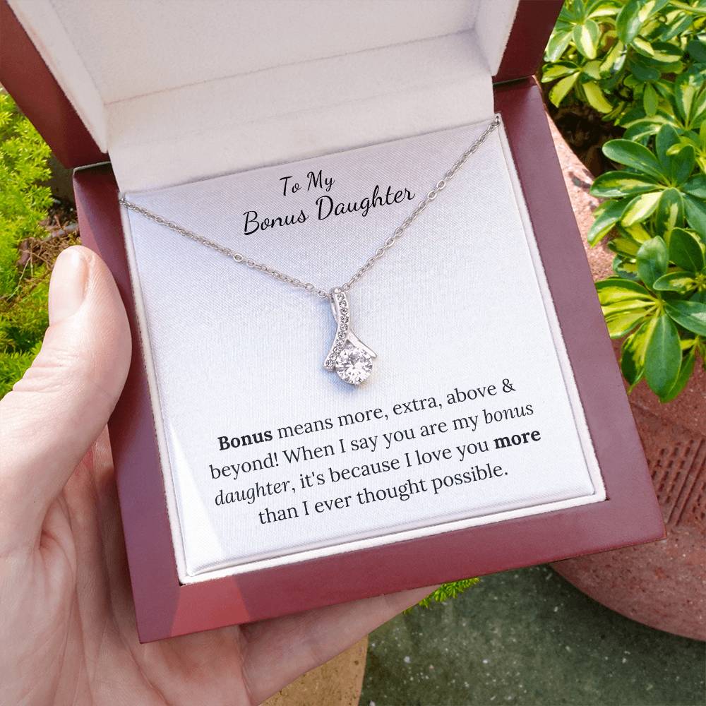 To My Bonus Daughter | I love you more | Necklace