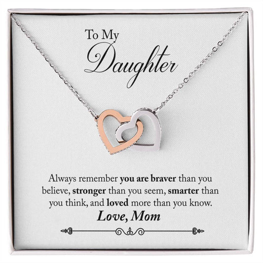 To My Daughter Interlocking Hearts Necklace