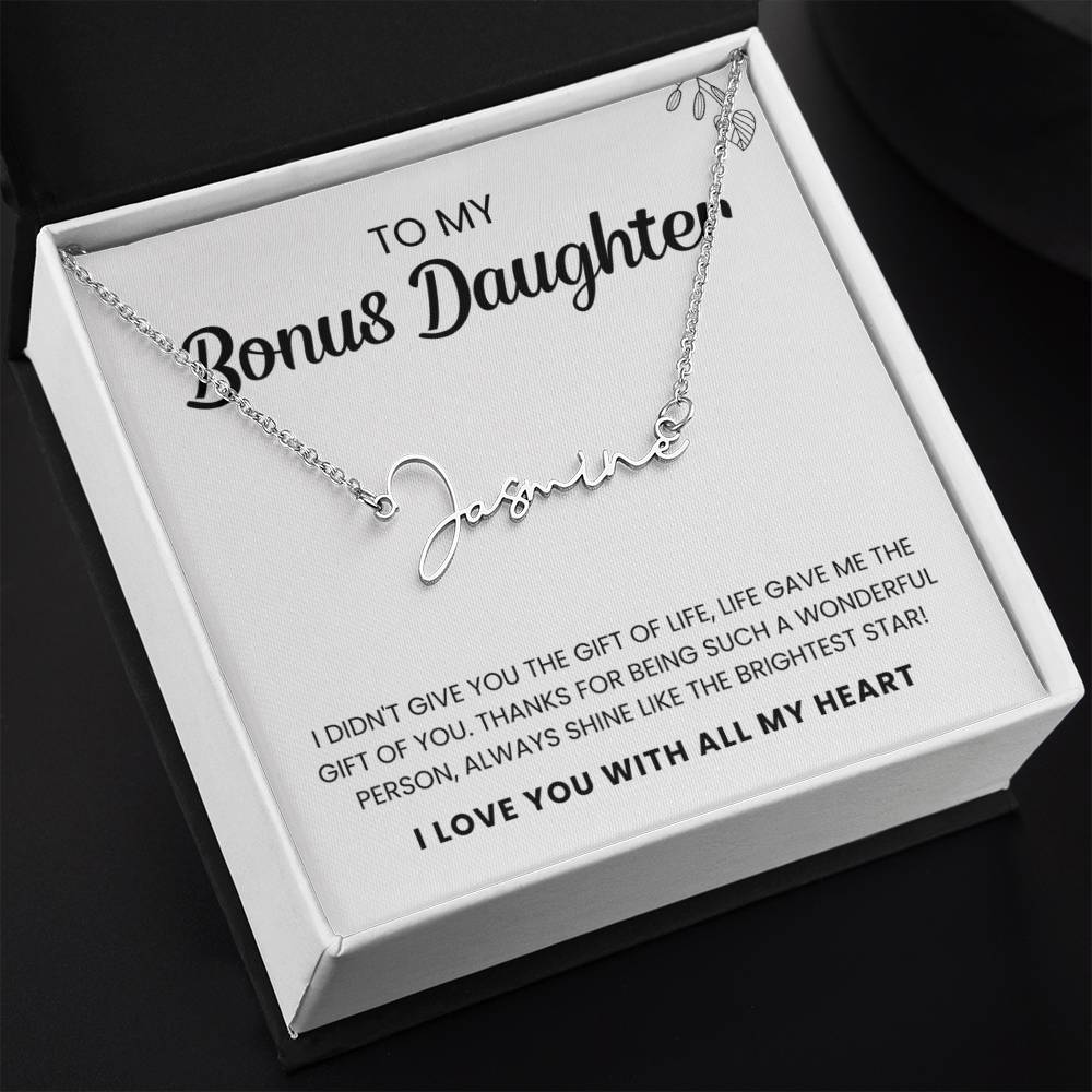 To My Bonus Daughter | Shine Like The Brightest Star | Name Necklace