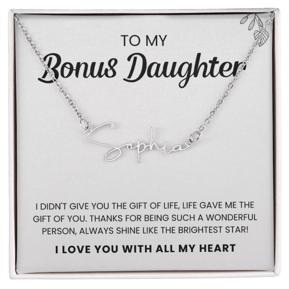 To My Bonus Daughter | Shine Like The Brightest Star | Name Necklace