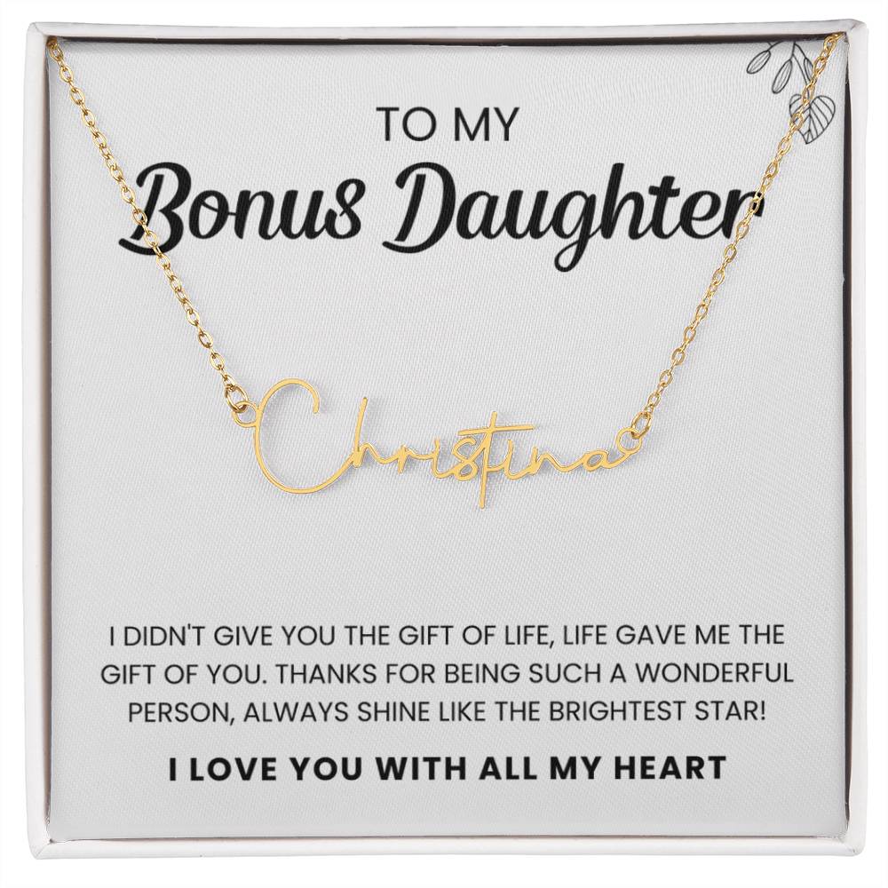 To My Bonus Daughter | Shine Like The Brightest Star | Name Necklace