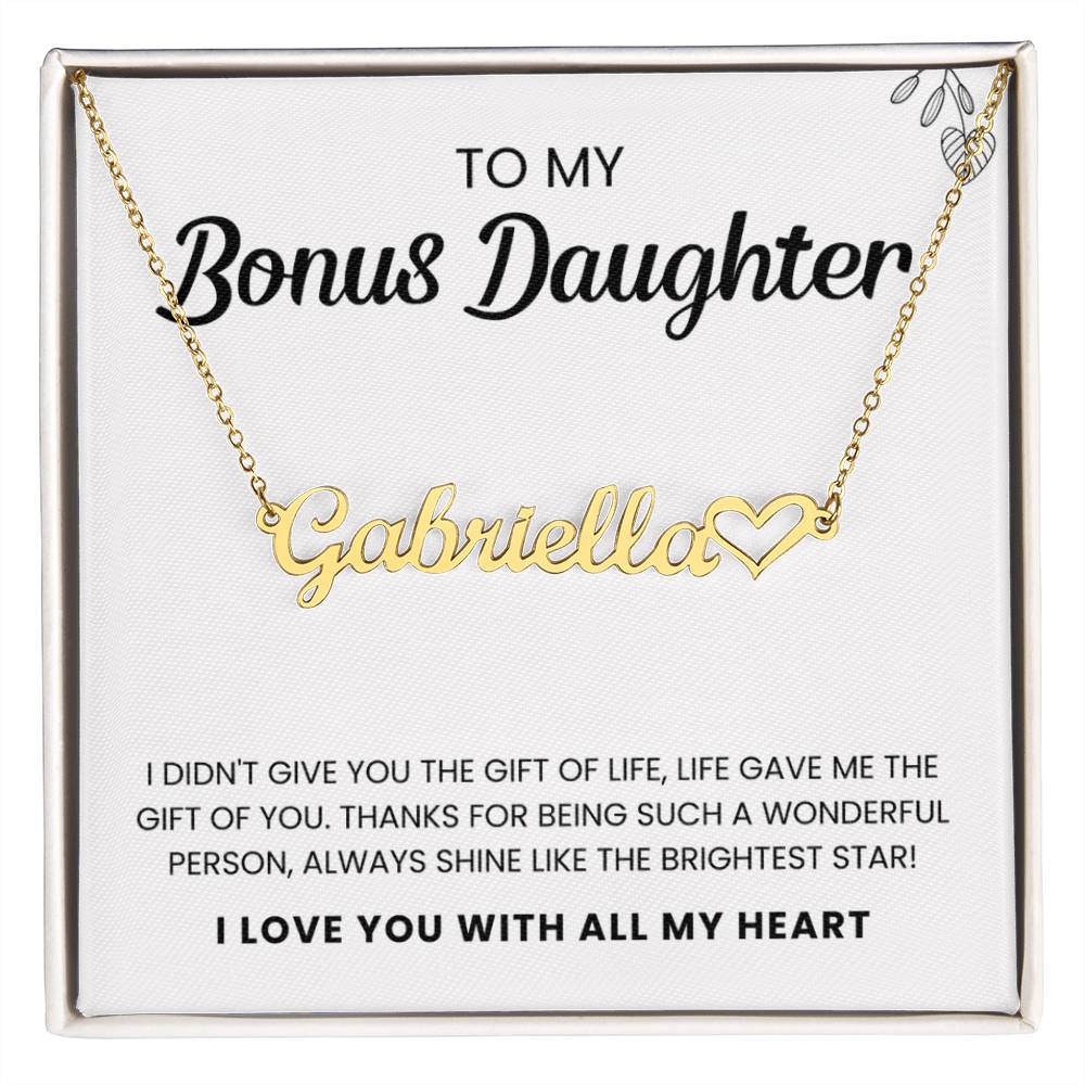 To My Bonus Daughter | Shine Like The Brightest Star | Name Heart Necklace