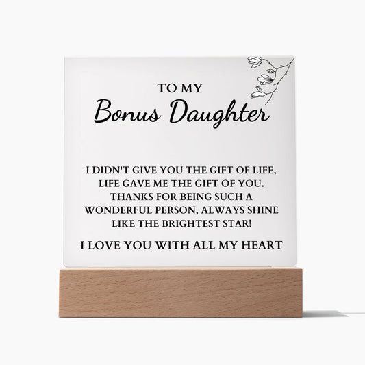 To My Bonus Daughter | Acrylic Desk Plaque