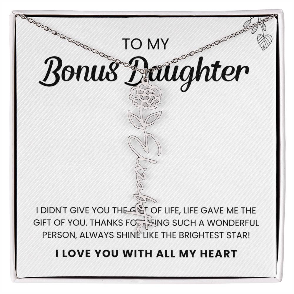 To My Bonus Daughter | Shine Like the Brightest Star | Birth Flower Necklace