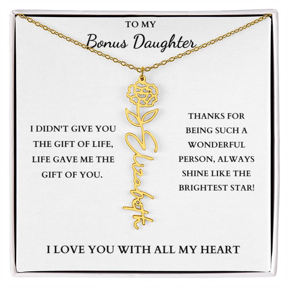 To My Bonus Daughter | Birth Flower Necklace