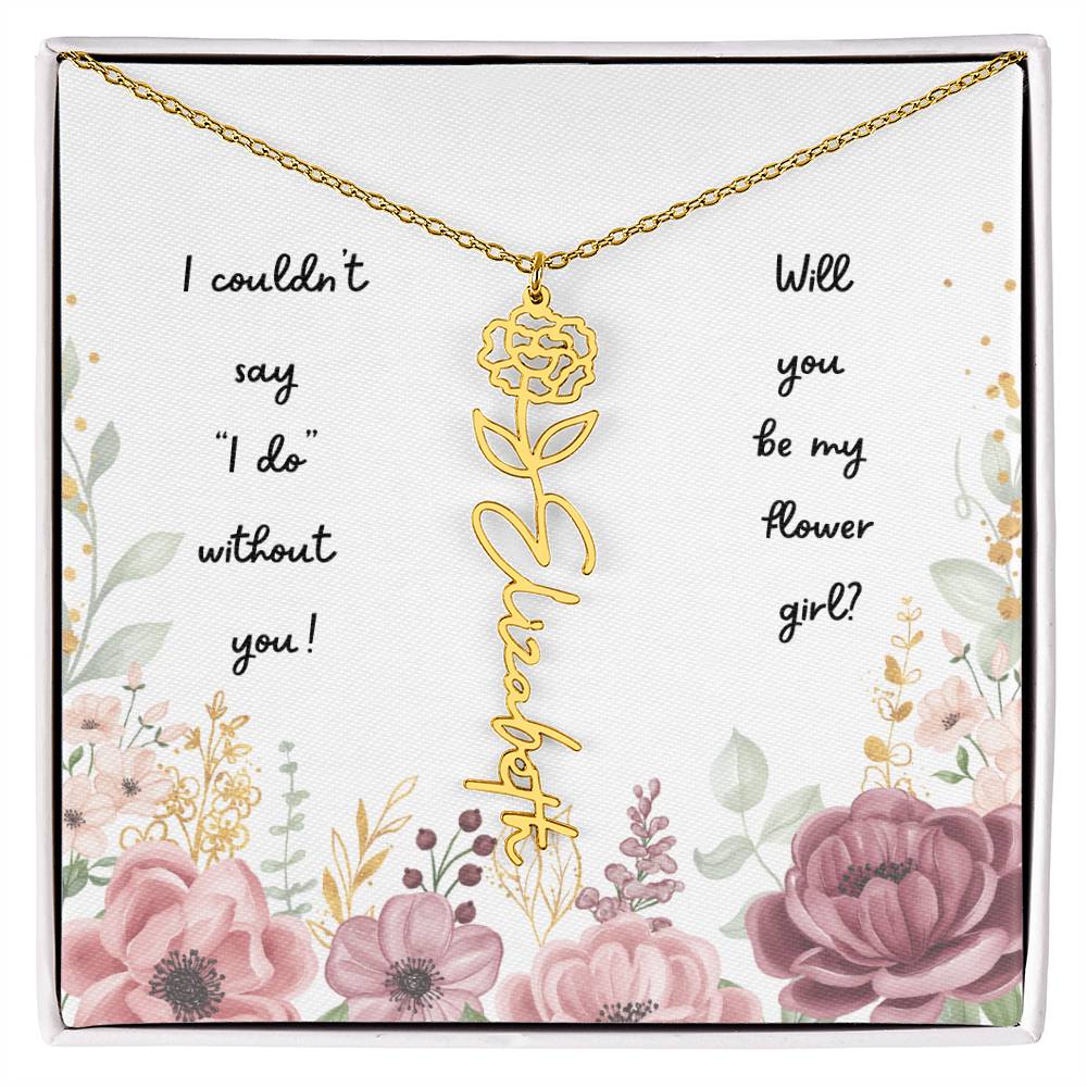 Will You Be My Flower Girl | Personalized Birth Flower Necklace